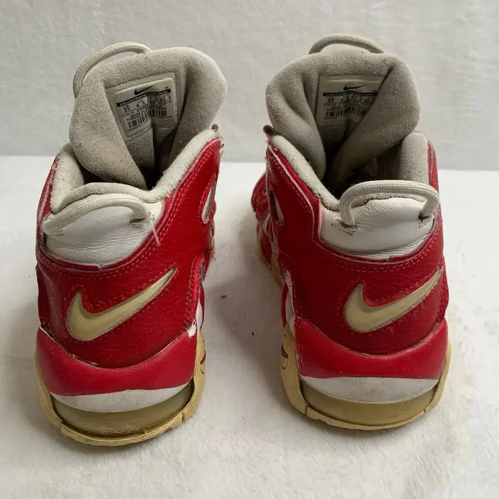 Nike Air More Uptempo Sneakers Youth Sz 5 Red White Jumbo Logo High Top Shoes